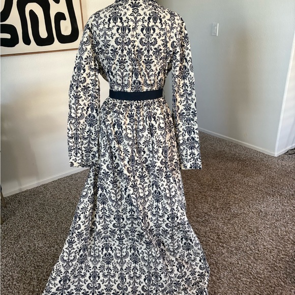 Trish Scully Constance Dress Long Sleeve Patterned in Navy and White - Picture 3 of 9